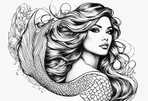 flowing mermaid tail tattoo idea