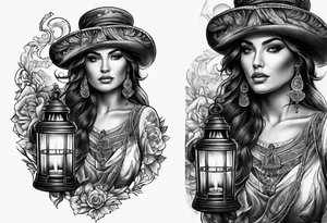 Gypsy with lantern and flintlock pistol tattoo idea