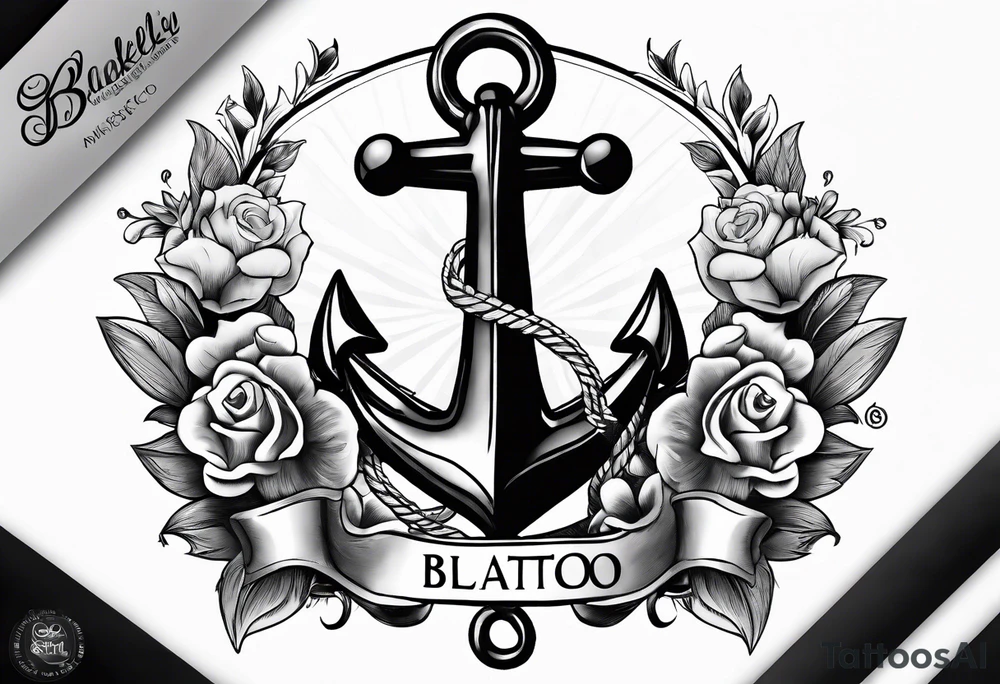 Anchor with ribbon around it with the name Blakely and Jaxton tattoo idea