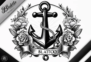 Anchor with ribbon around it with the name Blakely and Jaxton tattoo idea