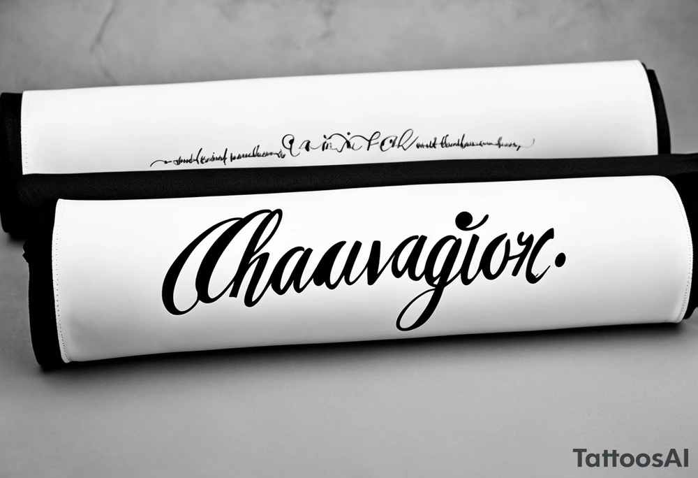 Arm sleeve with old-school cursive letters
With the text “ChavaJr” just the text tattoo idea