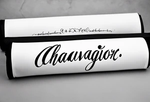 Arm sleeve with old-school cursive letters
With the text “ChavaJr” just the text tattoo idea