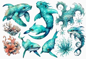 a beautiful turquoise seas creature tattoo idea