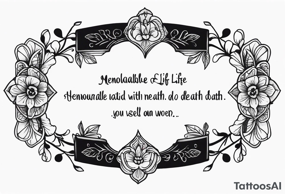 armband with these words: memorable life honorable death tattoo idea