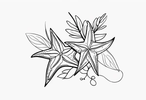 Two star fish with olive branch behind tattoo idea