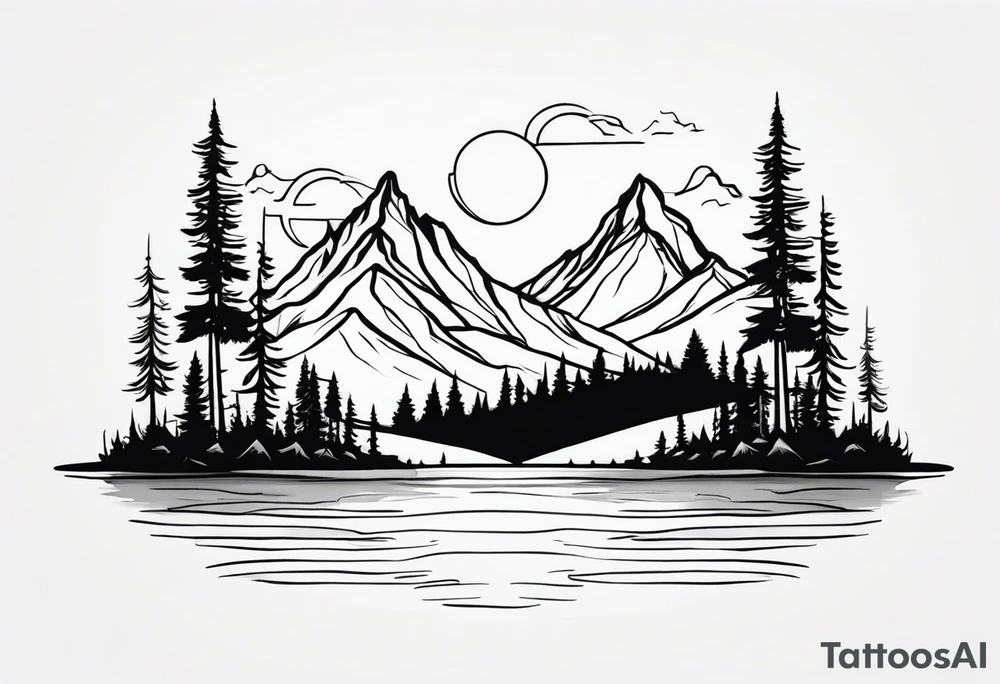 mountains trees family three tattoo idea