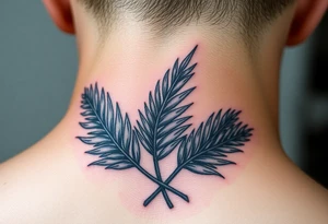large woven palm leaves tattoo idea