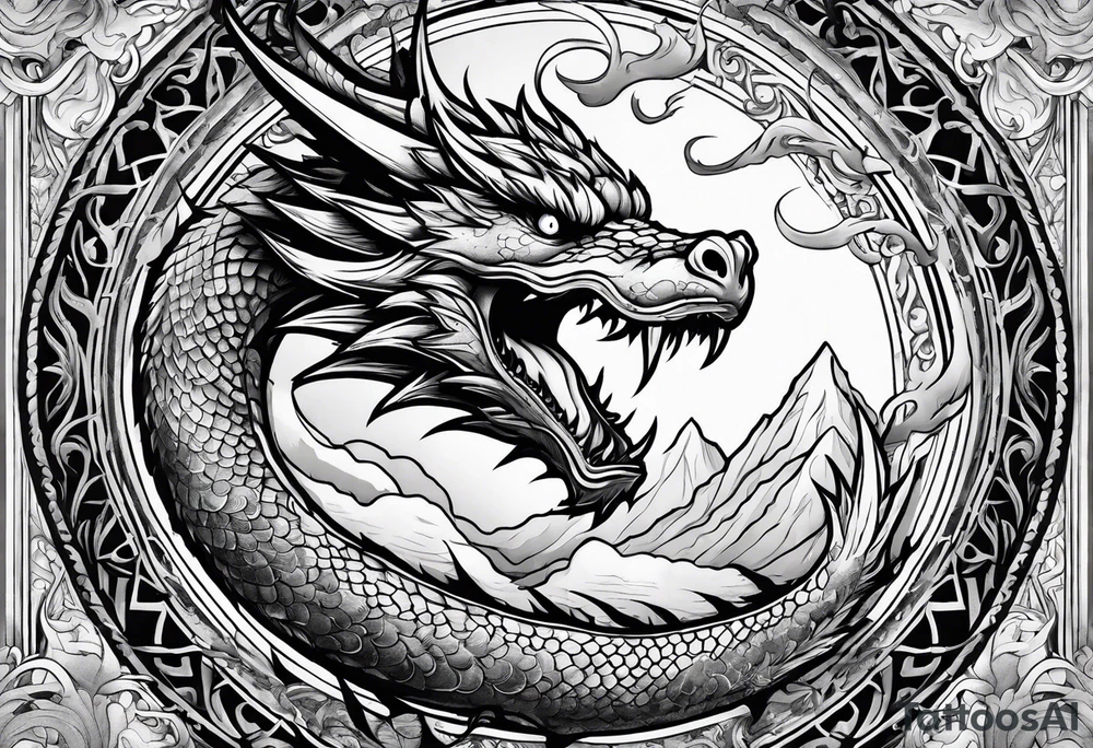 Fire breathing dragon tattoo idea