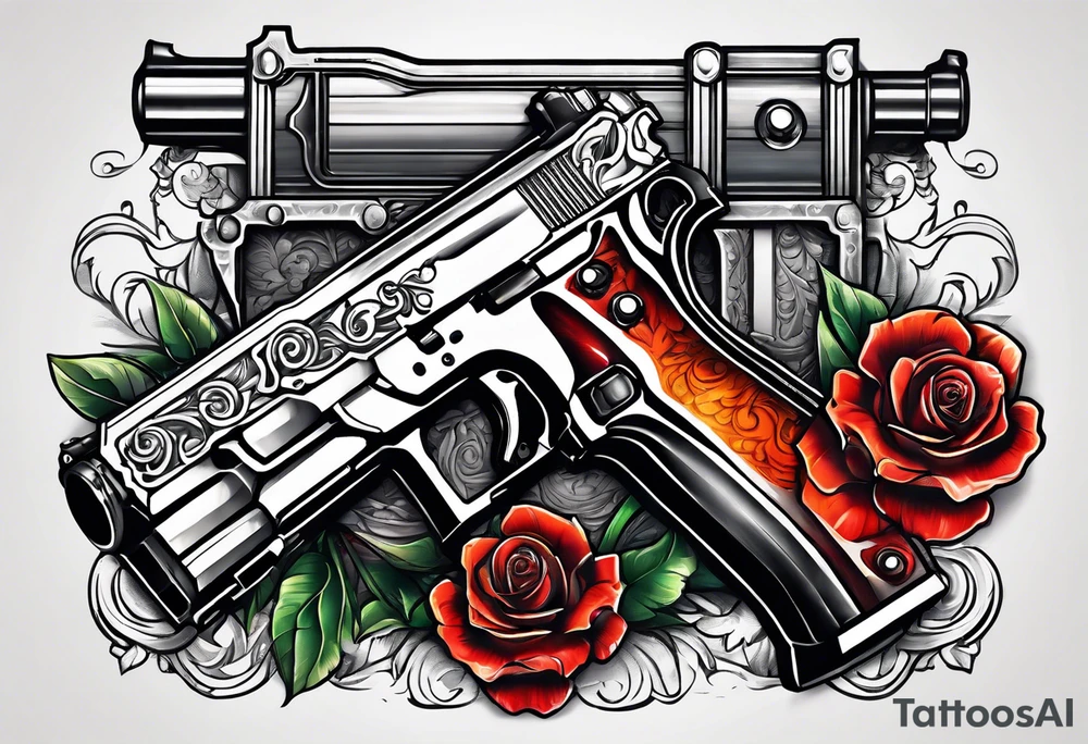 The letters AR with pistols on each side tattoo idea
