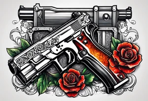 The letters AR with pistols on each side tattoo idea