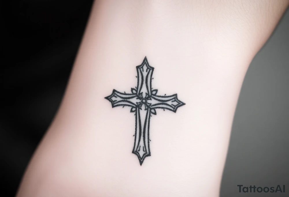 Small Jesus cross wrist tattoo idea