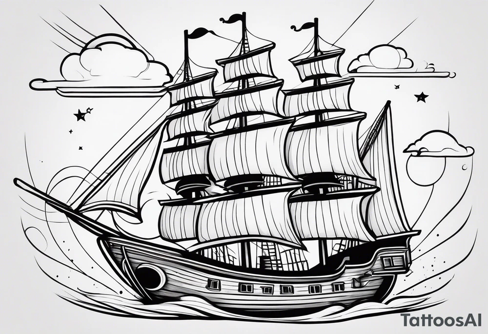 4 story wooden ship tattoo idea