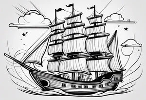 4 story wooden ship tattoo idea