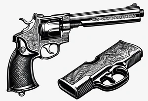 blade and pistol without any people tattoo idea