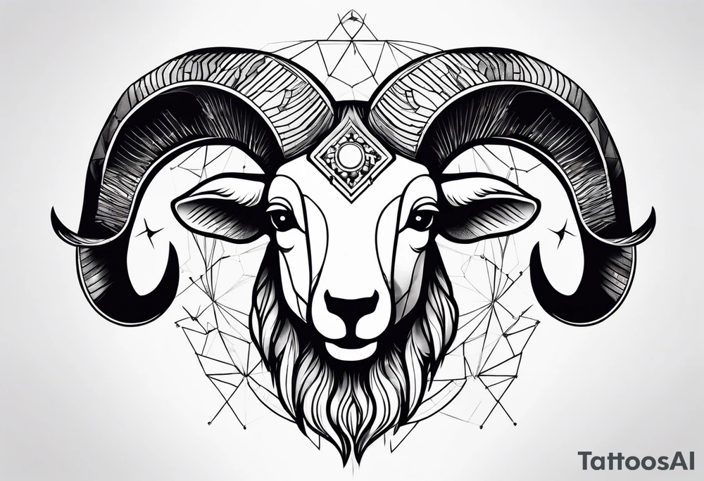 Aries geometric ram with constellation tattoo idea