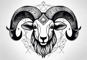 Aries geometric ram with constellation tattoo idea