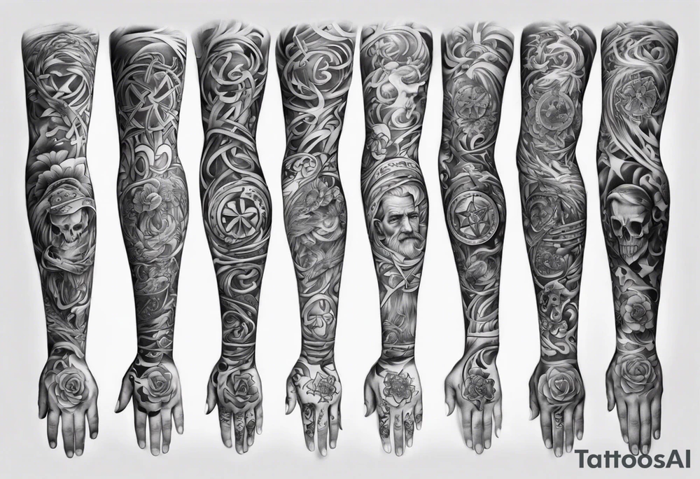 full arm sleeve irish tattoo tattoo idea