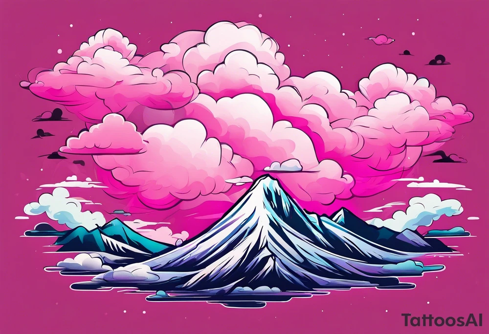 pink fluffy clouds tattoo idea