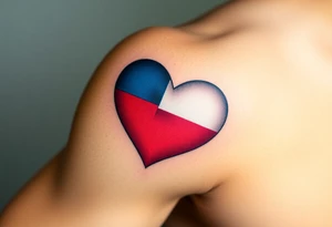A Czech flag inside a heart shape, with soft shading to give it a glowing effect tattoo idea