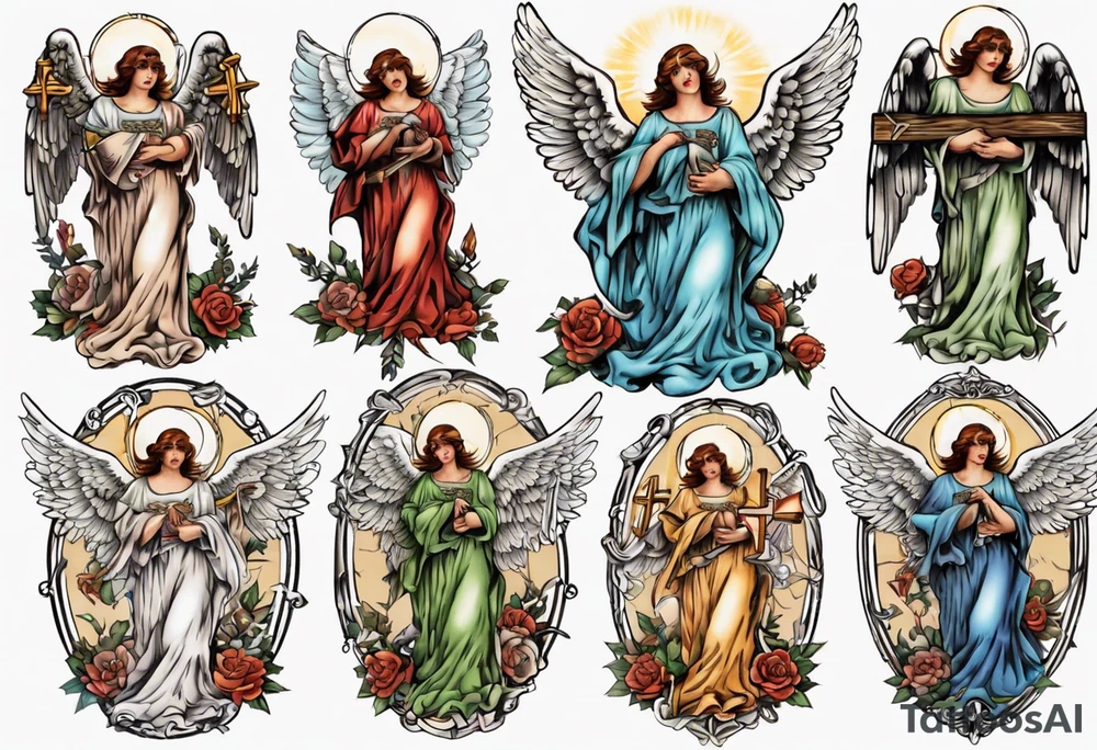 Angel holding a cross tattoo idea