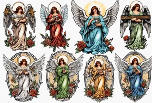 Angel holding a cross tattoo idea