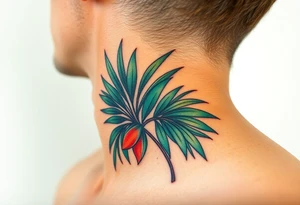 large palm leaves twisted side neck tattoo tattoo idea