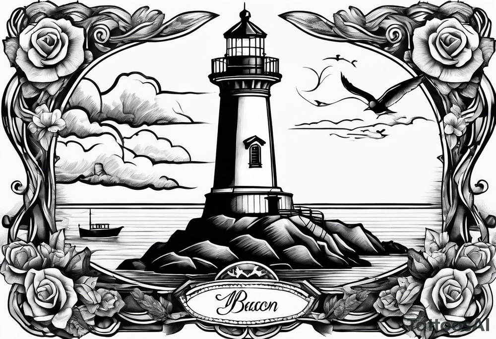 Lighthouse and anchor that says "my beacon, my anchor" tattoo idea