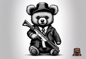 Gangster teddy bear holding a gun tattoo idea