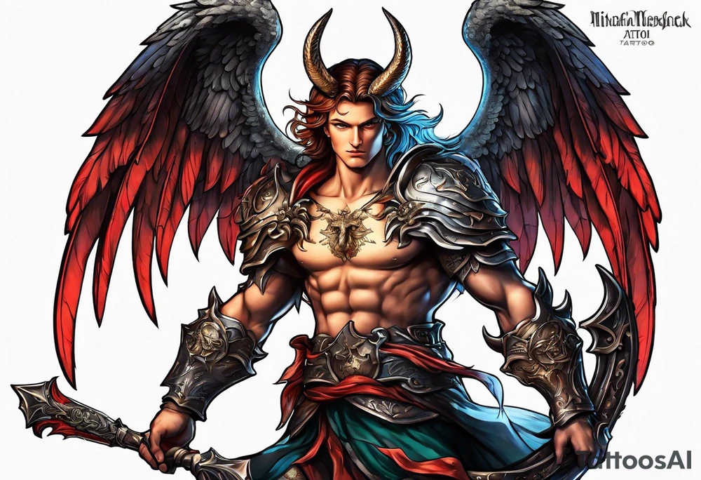 Michael the Archangel fighting devil tattoo idea