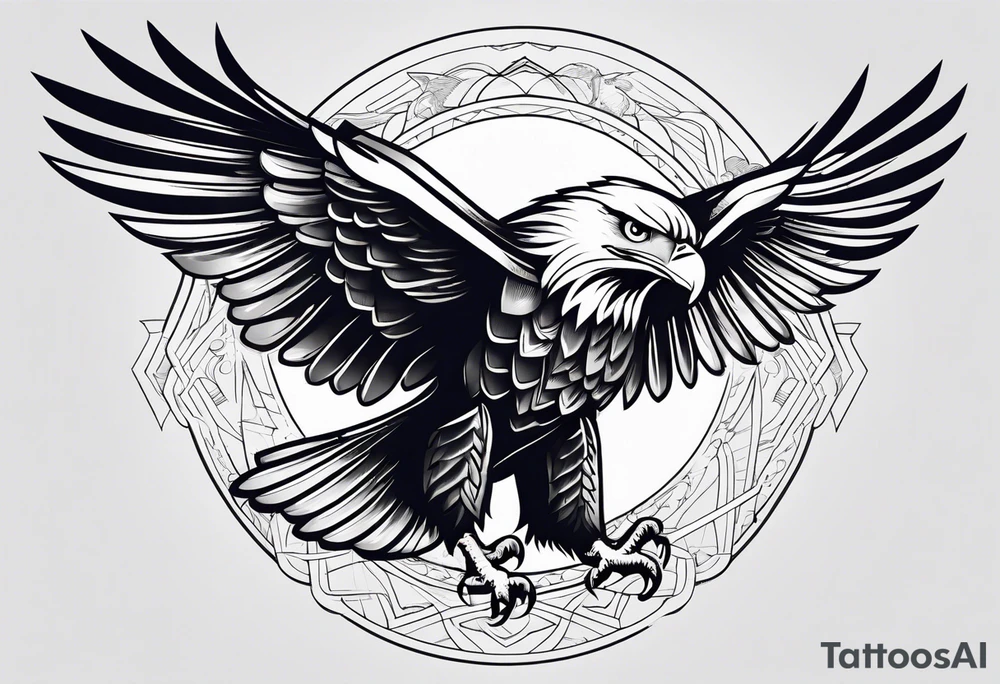eagle full body fly vector tattoo idea