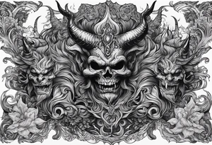 Demons in hell devil in background tattoo idea