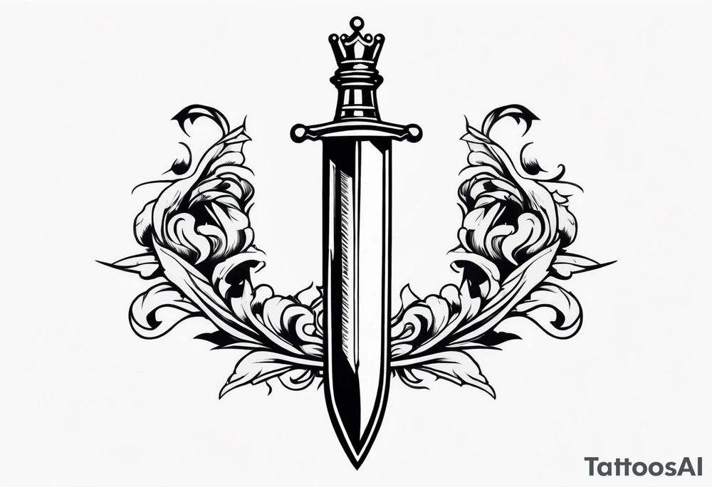 Sword with king piece from chess tattoo idea