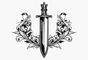 Sword with king piece from chess tattoo idea