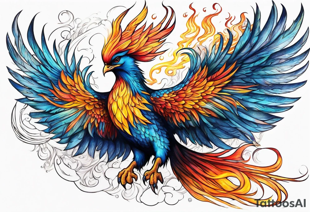 ethereal rising phoenix tattoo idea