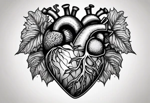 Manly Human heart intertwined with cabbage leaves and the word “survivor” tattoo idea