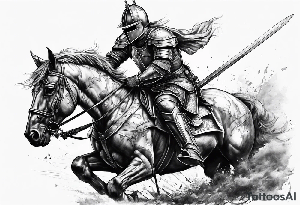 Wounded knight on his two knees in battlefield tattoo idea Wounded knight on his two knees in battlefield tattoo idea