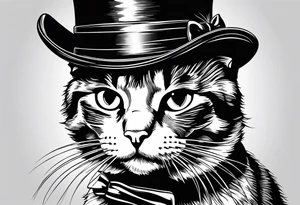 Maine coon cat with top hat tattoo idea