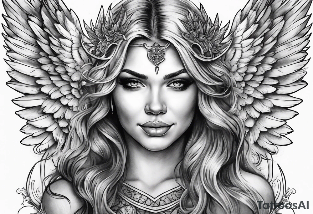 Angel with evil grin tattoo idea