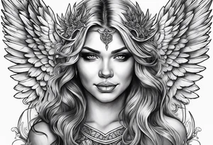 Angel with evil grin tattoo idea
