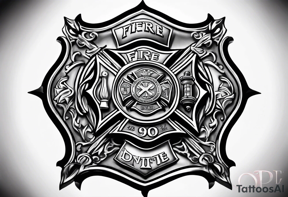 Fire department Maltese cross tattoo idea