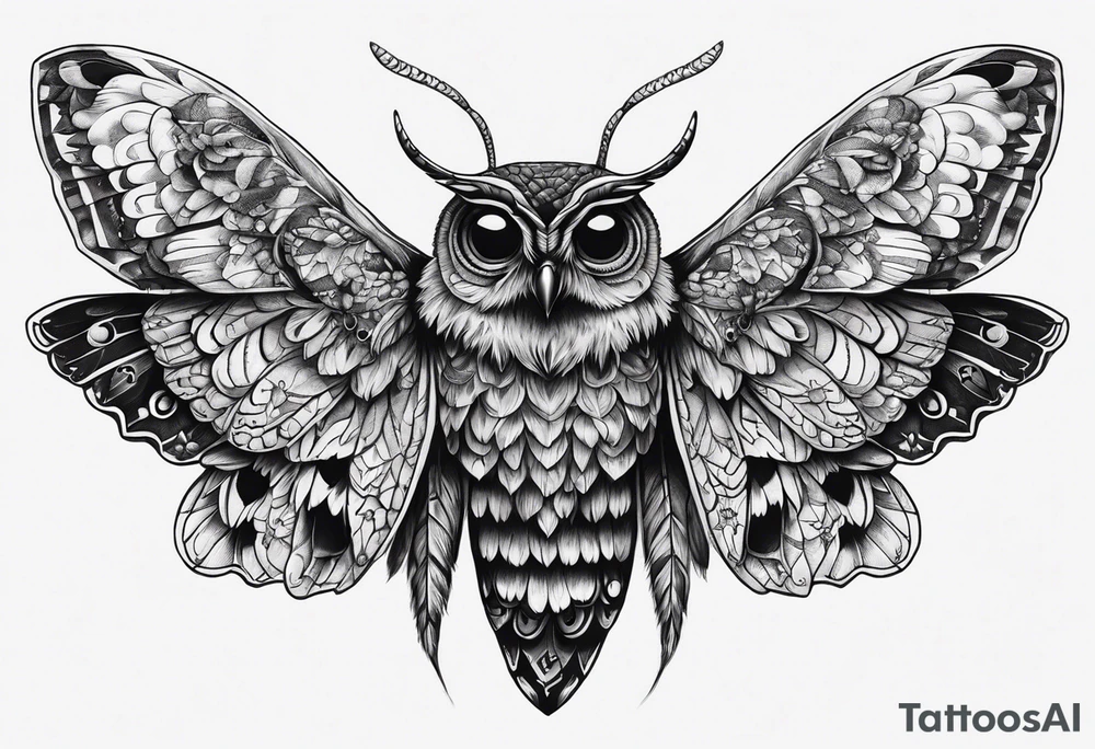 Dead head moth with owl eyes tattoo idea