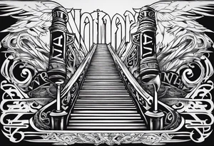 Valhalla 
 sword stairs axe tattoo idea