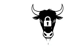 Bull symbol with lock symbol tattoo idea