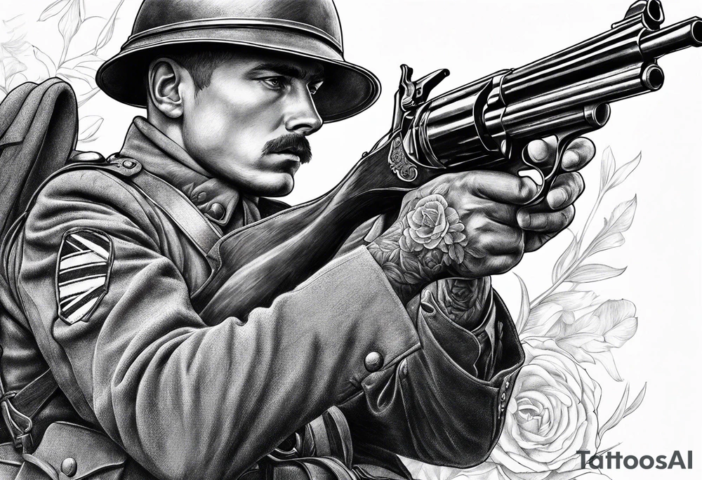 WW1 British soldier with revolver tattoo idea