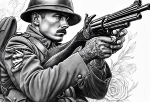 WW1 British soldier with revolver tattoo idea