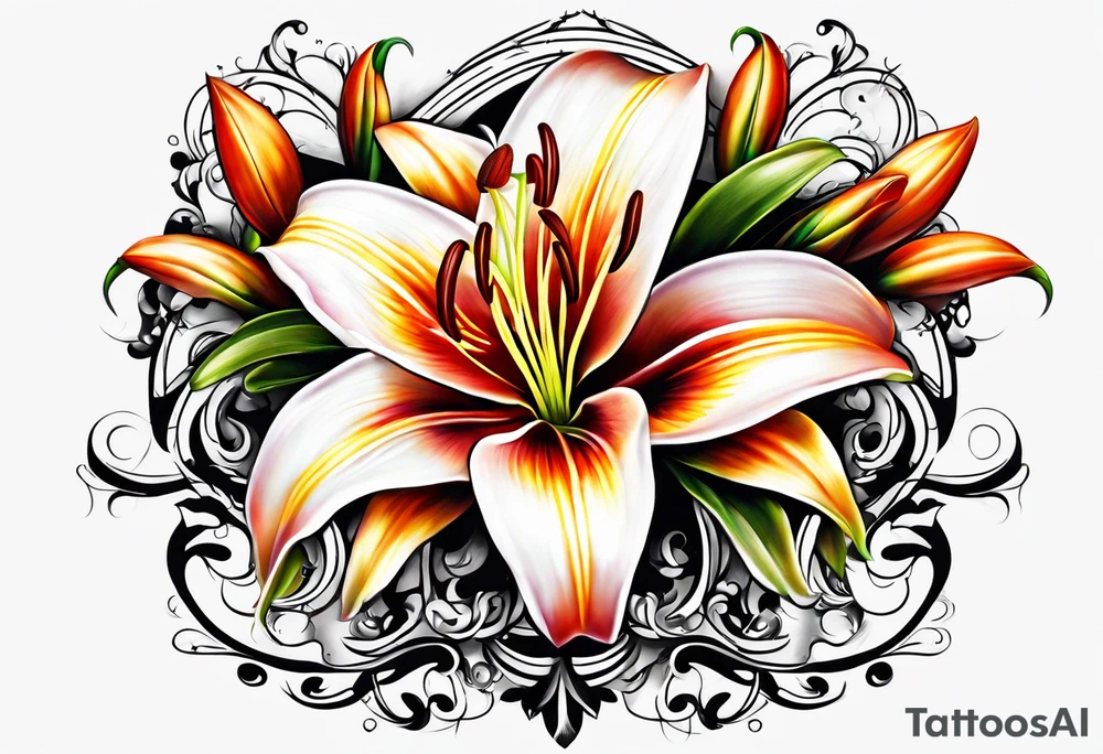 Fire lily tattoo idea