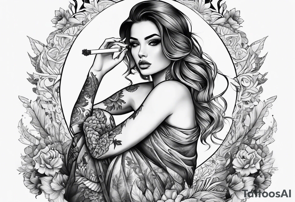 girl with tattoos,smoking a joint,joint in hand
,full body tattoo idea