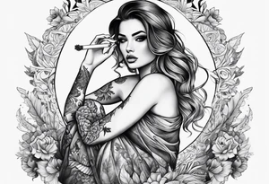 girl with tattoos,smoking a joint,joint in hand
,full body tattoo idea