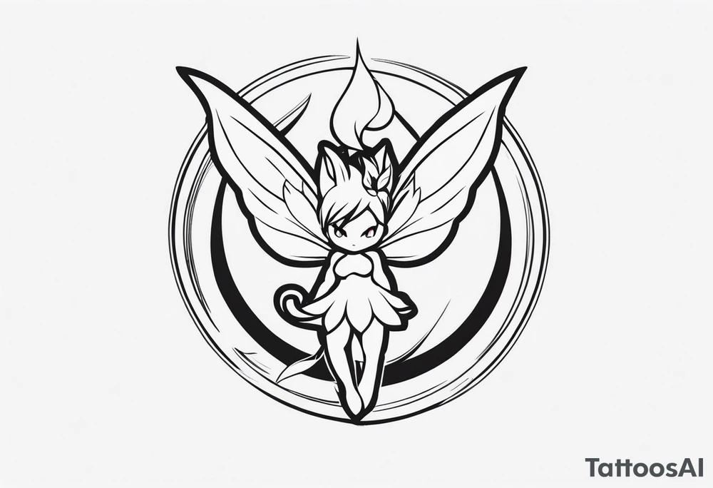 A fairy with a tail that is the fairy in the Fairy Tail anime guild logo tattoo idea