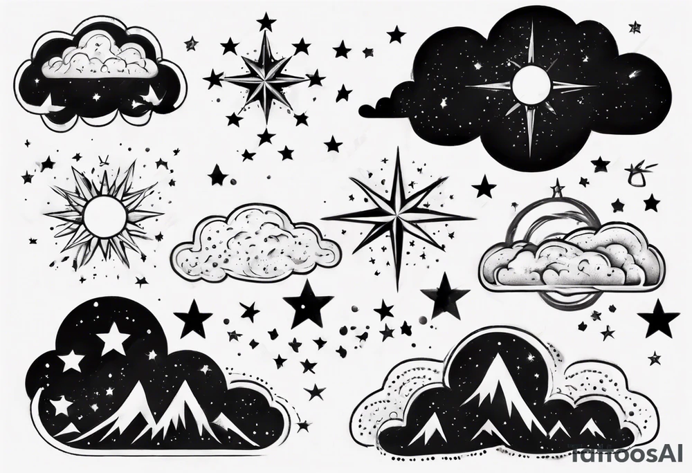 cloud with the date and stars tattoo idea